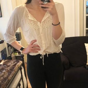 Cream Crepe Top
